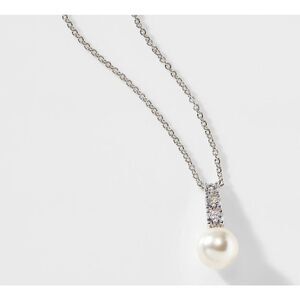 CAMILA PEARL AND CZ DROP NECKLACE